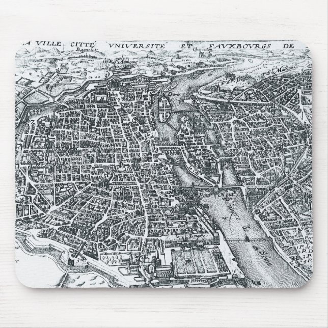 Vintage Street Map of Paris France Mouse Mat (Front)