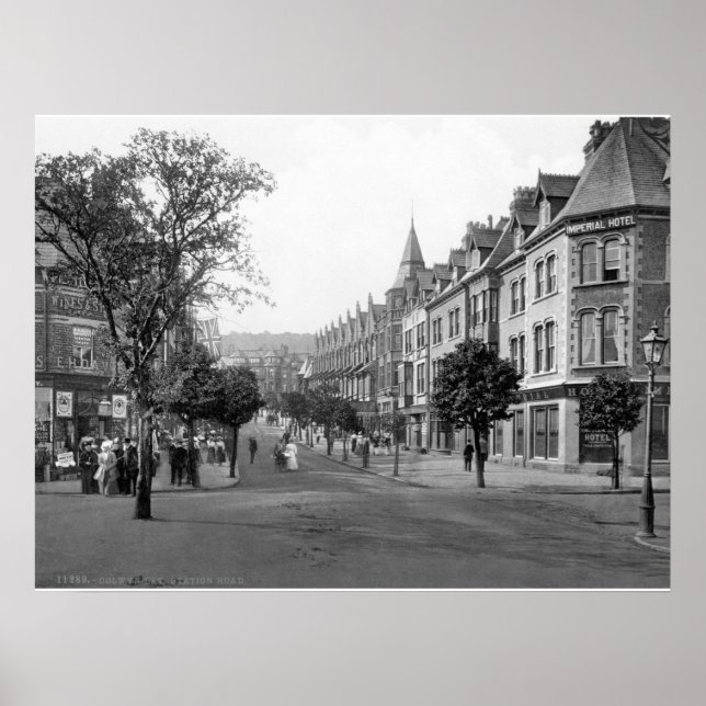 Vintage street scene Colwyn Bay, 1905 Wales Poster (Front)