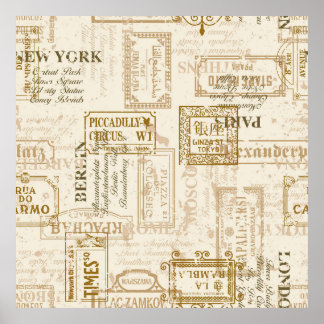 Vintage street signs seamless pattern in custom co