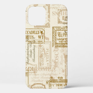 Vintage street signs seamless pattern in custom co iPhone 12 case