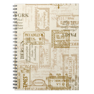 Vintage street signs seamless pattern in custom co notebook