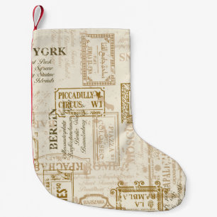 Vintage street signs seamless pattern in custom co small christmas stocking