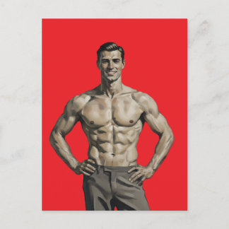 Vintage Strength – Confident Muscular Man Postcard