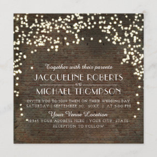 Vintage String Lights Industrial Warehouse Brick Invitation