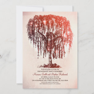 Vintage String Lights Tree Rustic Engagement Party Invitation