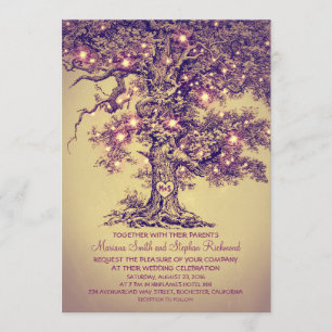Vintage String Lights Tree Rustic Wedding Invites