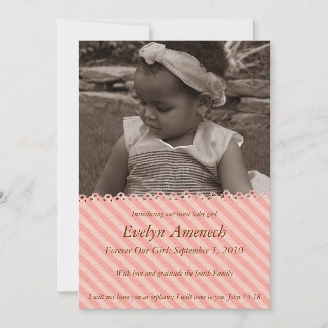 Vintage Stripe: Bubblegum Invitation (Front)