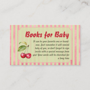 Vintage Stripe Cherry Garden Book For Baby Shower Enclosure Card