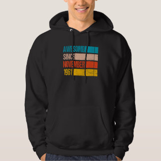 Vintage Stripe Colour Awesome Since November 1961 Hoodie
