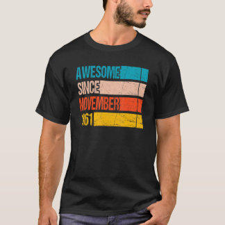 Vintage Stripe Colour Awesome Since November 1961 T-Shirt