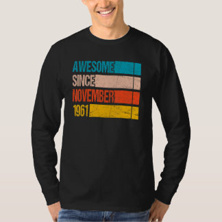 Vintage Stripe Colour Awesome Since November 1961 T-Shirt
