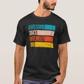 Vintage Stripe Colour Awesome Since November 1998  T-Shirt