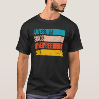 Vintage Stripe Colour Awesome Since November 2000  T-Shirt