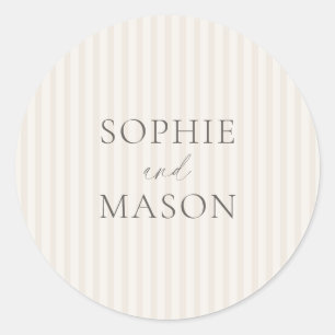 Vintage Stripe Wedding Sticker with Names