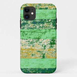 Vintage striped background (Green, Blue, Yellow) iPhone 11 Case