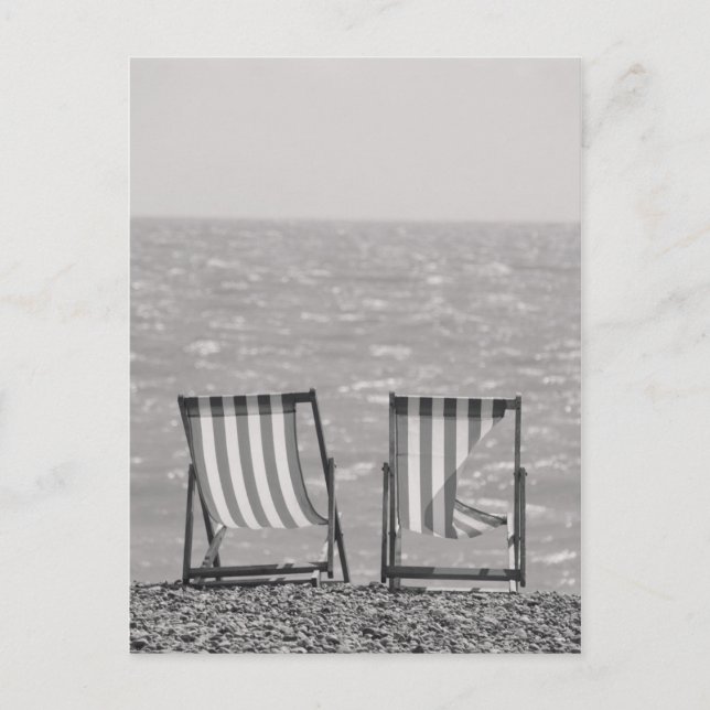 Vintage Striped Beach Chairs Postcard (Front)