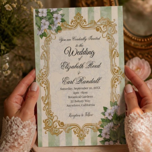 Vintage Striped Botanical Invite (Creator Uploaded)