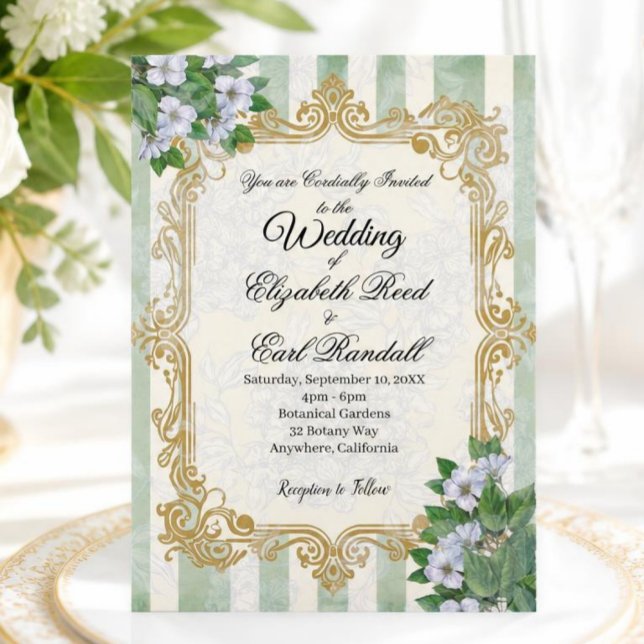 Vintage Striped Botanical Invite (Creator Uploaded)