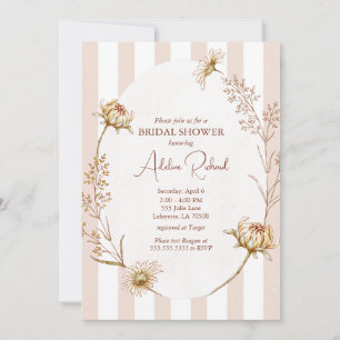 Vintage Striped Floral Bridal Shower Invitation