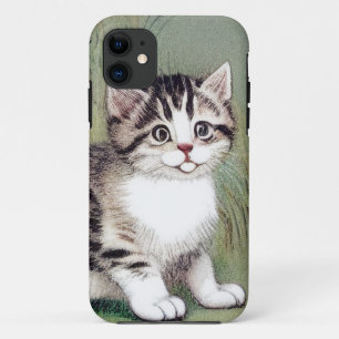 Vintage Striped Kitten Illustration iPhone 11 Case