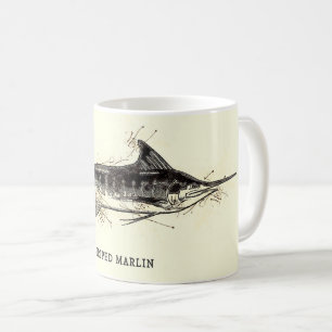 Vintage Striped Marlin Gift for Fisherman Anglers Coffee Mug