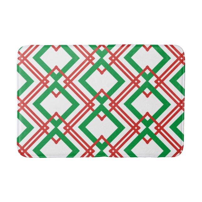 Vintage striped red and green bath mat (Front)