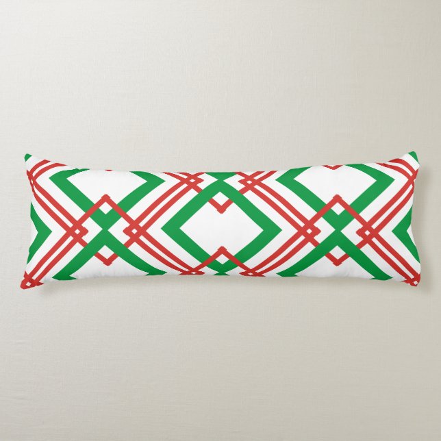Vintage striped red and green body cushion (Front)