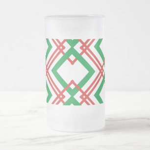 Vintage striped red and green frosted glass beer mug