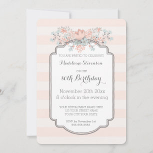 Vintage Stripes 80th Birthday Party Invitations