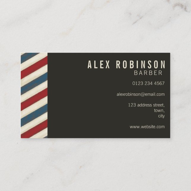 Vintage stripes barber business card (Back)