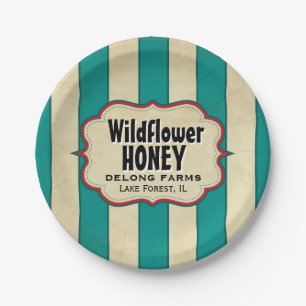 Vintage Stripes Beekeeper Honey Sample Paper Plate