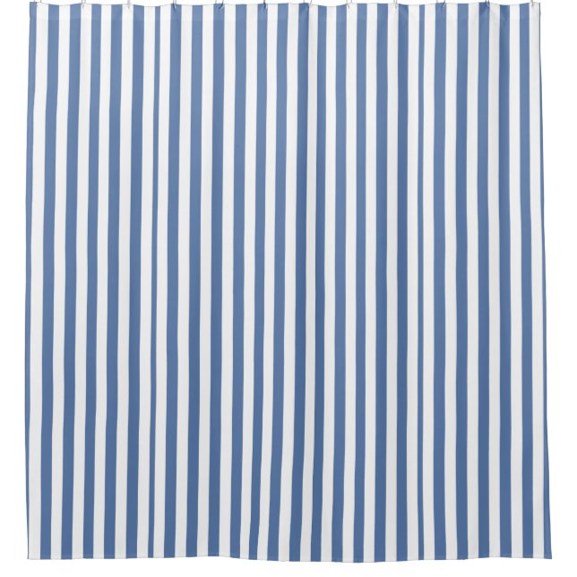 vintage stripes blue retro pattern shower curtain (Front)
