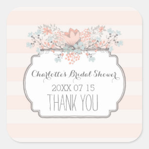 Vintage Stripes Floral Bridal Shower Favour Tags