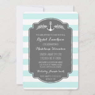 Vintage Stripes Nautical Bridal Lunch Invitations