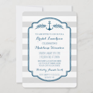Vintage Stripes Nautical Bridal Lunch Invitations