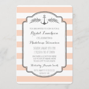 Vintage Stripes Nautical Bridal Lunch Invitations