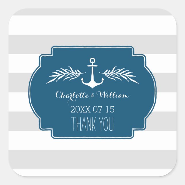 Vintage Stripes Nautical Wedding Favour Tags (Front)