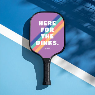 Vintage Stripes on Purple Here for the Dinks Pickleball Paddle