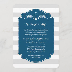 Vintage Stripes Wedding Vow Renewal Invitation