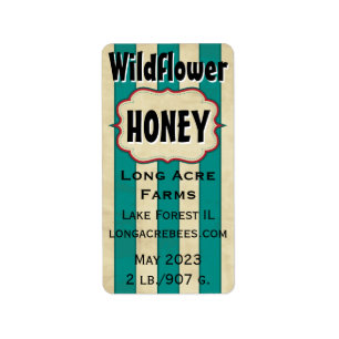 Vintage Stripes Wildflower Customised Honey Jar Label