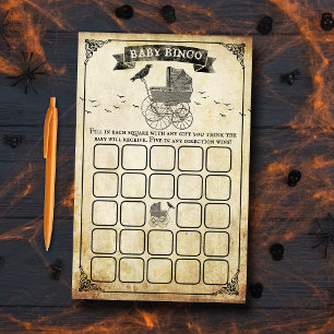 Vintage Stroller Halloween Baby Shower Bingo