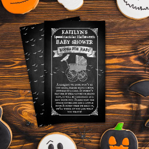 Vintage Stroller Halloween Baby Shower Book Enclosure Card