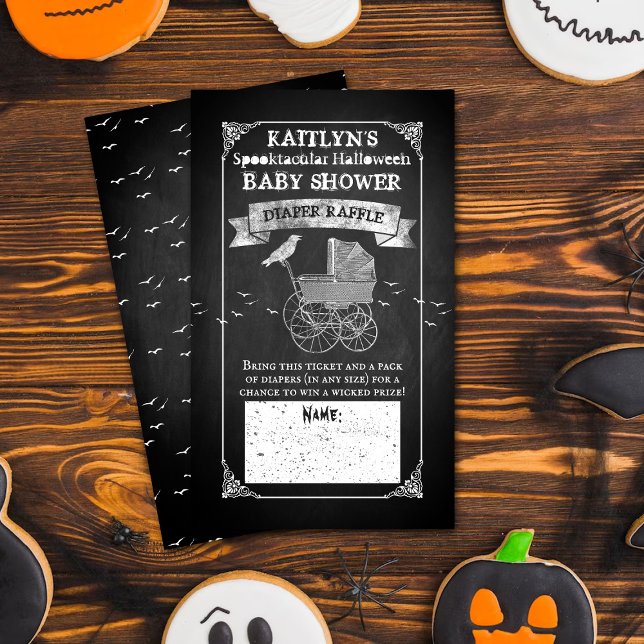 Vintage Stroller Halloween Baby Shower Diaper Enclosure Card (Creator Uploaded)
