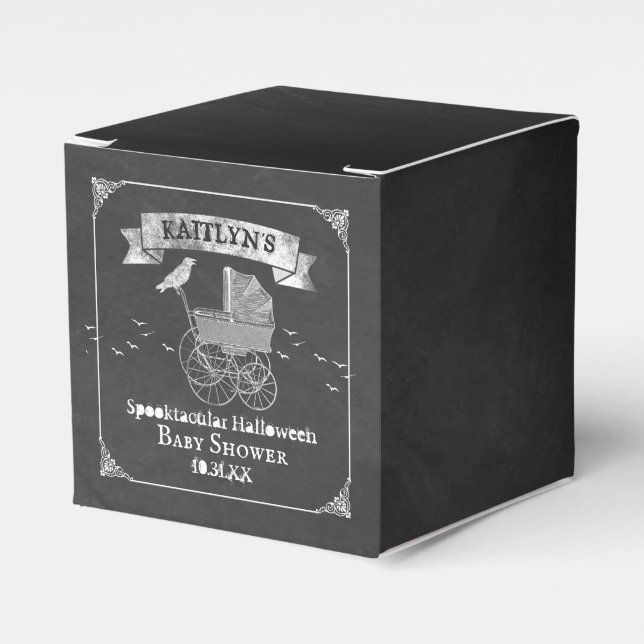 Vintage Stroller Halloween Baby Shower Favour Box (Front Side)