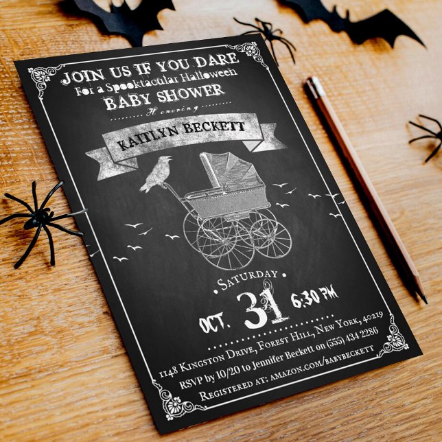 Vintage Stroller Halloween Baby Shower Invitation (Creator Uploaded)