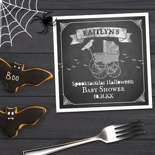 Vintage Stroller Halloween Baby Shower Napkin (Creator Uploaded)