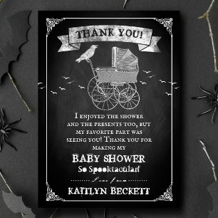 Vintage Stroller Halloween Baby Shower Thank You Card