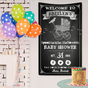 Vintage Stroller Halloween Baby Shower Welcome Banner