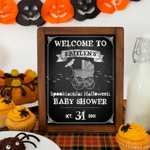 Vintage Stroller Halloween Baby Shower Welcome Poster