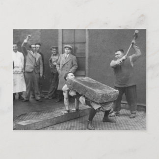 Vintage Strongman Rock Trick Postcard